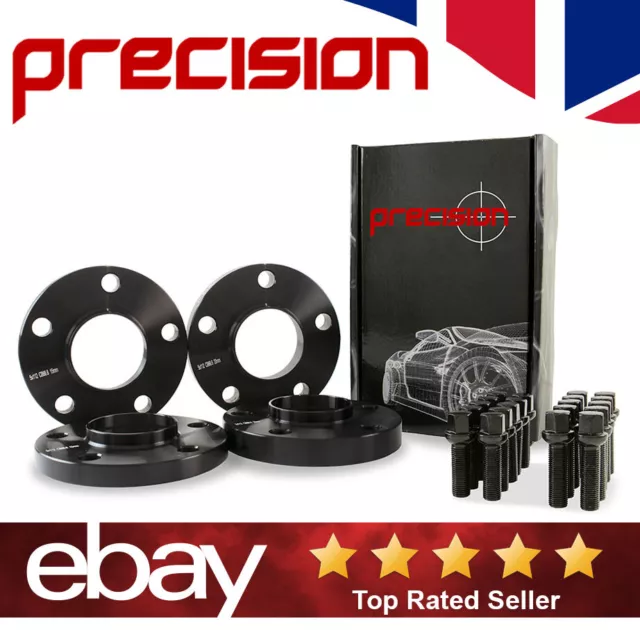 Precision Wheel Spacers Black Staggered 15/20mm & Bolts For Audi A5 2 Pairs