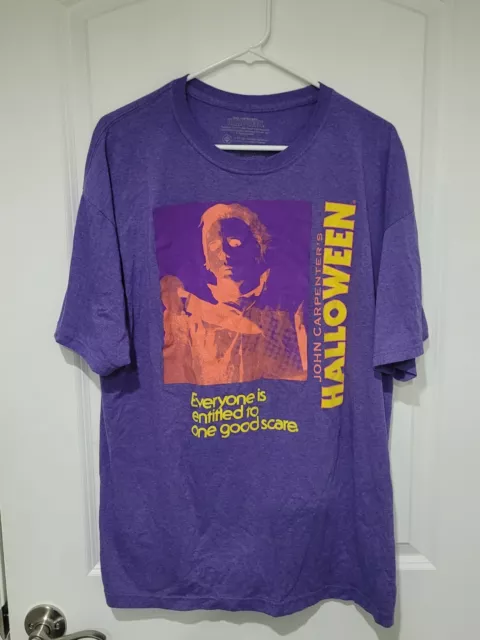 Mens XL JOHN CARPENTERS HALLOWEEN MICHAEL MYERS Horror SHIRT SIZE Purple Orange