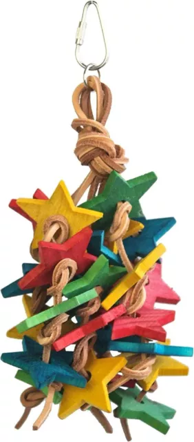Birds LOVE Colored Wooden Star Bird Parrot Toy | Hanging Chew Toys for Bird Cage