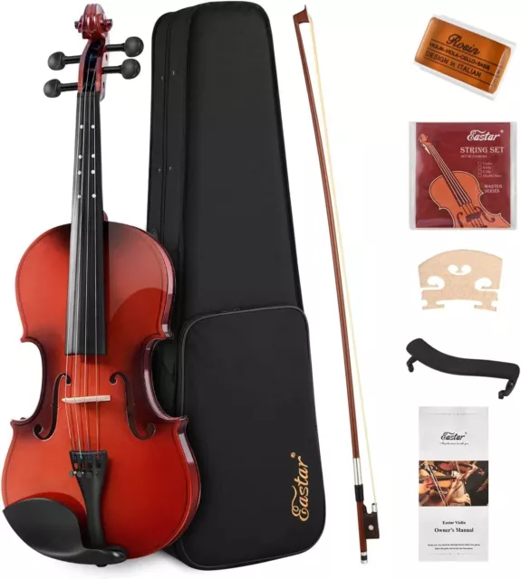 Eastar 4/4 Full Size Violin Maple Acoustic Violins+Hard Case Bow Shoulder Rest