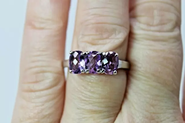 Ring Purple Amethyst Genuine Natural Mined Gems Solid Sterling Silver R 1/2 US 9