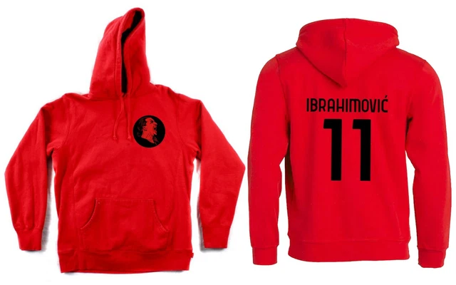 FELPA IBRA MILAN con cappuccio rossa unisex zlatan ibrahimovic numero 11 calcio EUR 24 99 PicClick IT