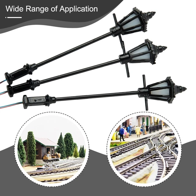 éclairage Ferroviaire Modèle N 10 Lampadaires LED Échelle N/TT – Modèle Ferroviaire Simple Tête 3V – EVEMODEL Pré-assemblé