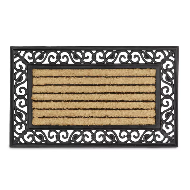 Felpudo rectangular entrada hogar antideslizante alfombra fibra coco goma PVC