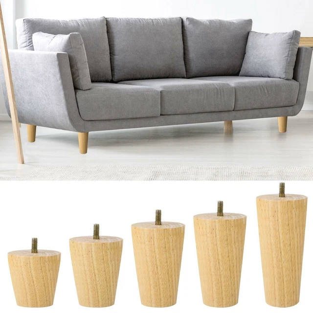 Piernas de muebles de madera 8 piezas, pies de repuesto de color madera para sofá sofá sofá sofá
