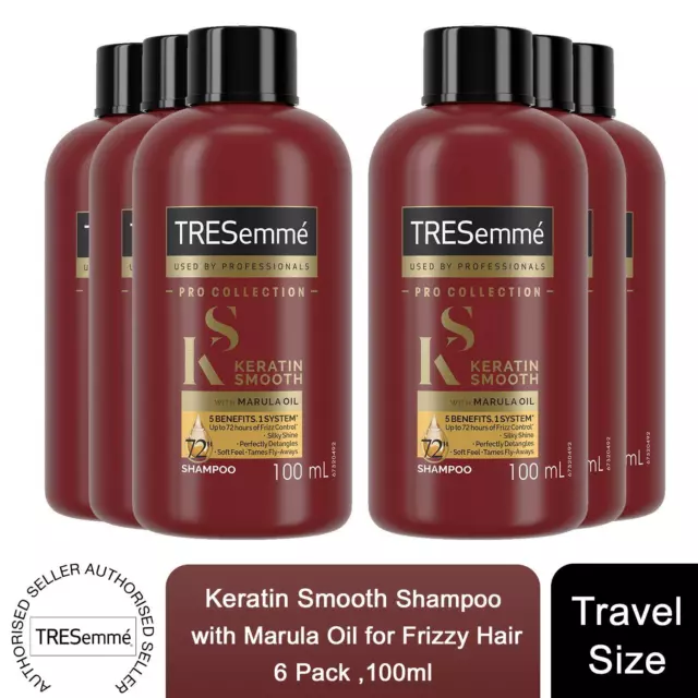 Tresemme Keratin Smooth Shampoo with Marula Oil for Frizzy Hair 100ml, 6 Pack