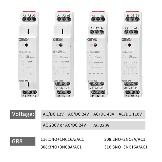 AUXILIARY RELAY AC/DC12/24/48/110V AC220V 8/16A Intermediate Module ...