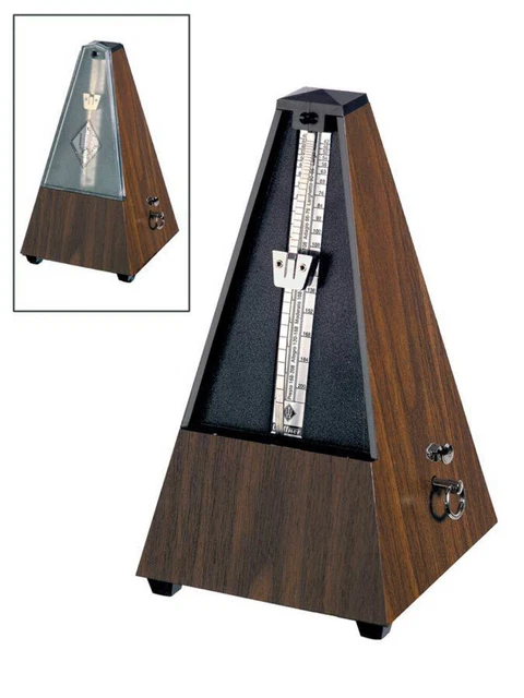 Maelzel Métronome, Pyramid Forme, Plastique Boîtier, avec Cloche, Noyer Grain