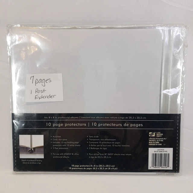 Protectores de 7 páginas Westrim Crafts se adaptan a álbumes encuadernados de 8""x8"" carga superior PAQUETE ABIERTO