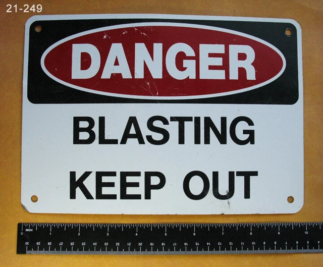 Bisbee Mining Sign - Vintage GENUINE Blasting Keep Out Old Mine Sign 10"x7"