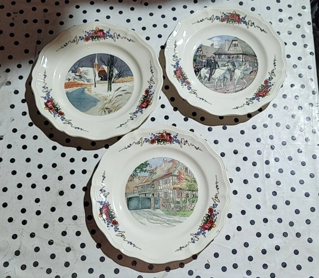 3 BELLES ASSIETTE PLATE D. 25 cm  ANCIENNE OBERNAI SARREGUEMINES FRANCE ALSACIEN