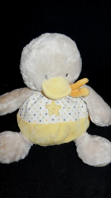 doudou peluche canard jaune beige étoiles MOTS D'ENFANTS