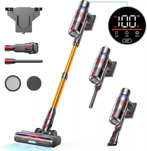 HOMPANY Cordless Vacuum Cleaner, 40KPa Cordless Hoover Up to 60 Mins, Stick V...