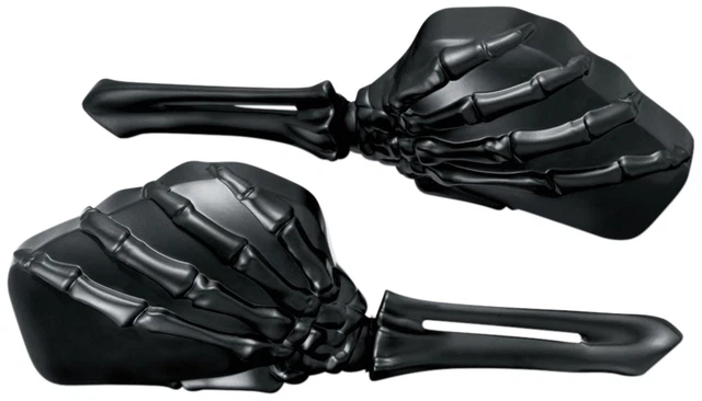 Kuryakyn Skeleton Hand Mirrors w/Black Stems & Black Heads (1758)