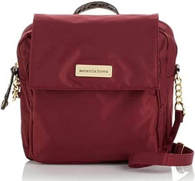 Samantha Brown Luggage Lightweight  Microfiber Crossbody Travel Bag  - Burgundy