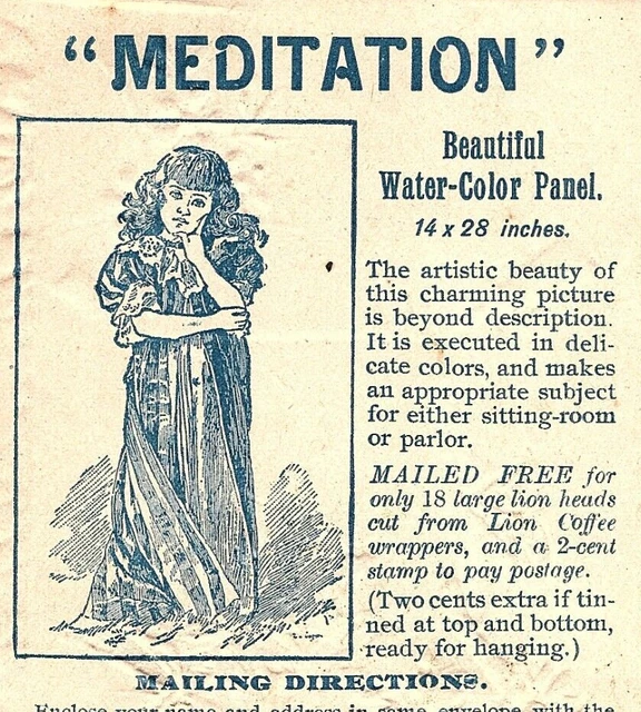 1895 Meditation Spice Woolson Trade Lion Coffee Card Toledo Victorian Ohio Co