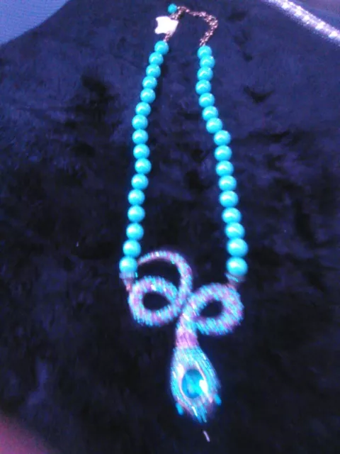 HEIDI DAUS "Mystical Serpent" Crystal Turqoise & Purple Snake Statement Necklace
