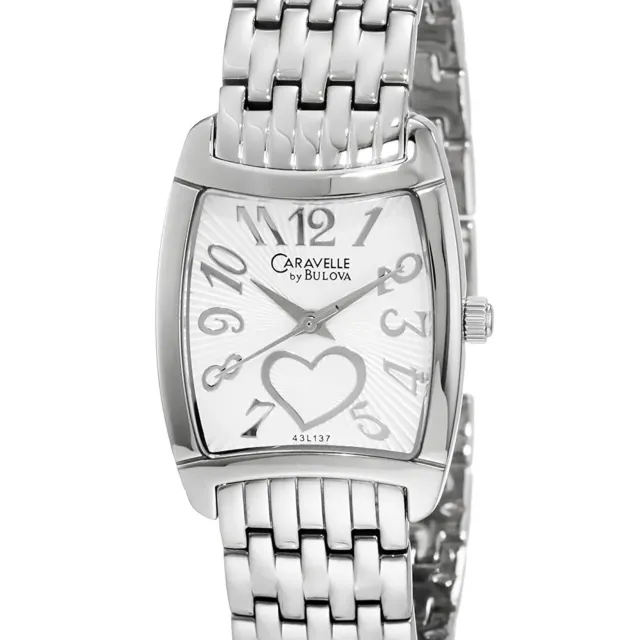 CARAVELLE by BULOVA Womens Heart Watch, Silver Dial, Stainless Steel Band