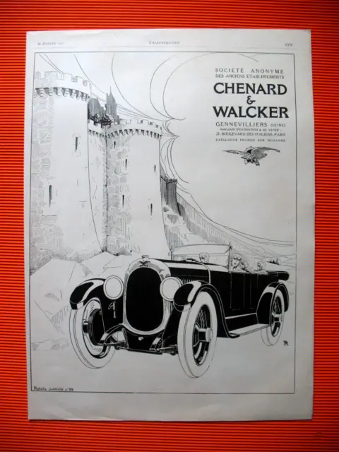 Publicite De Presse Chenard & Walcker Auto Chateau Illustration Rowl Ad 1926
