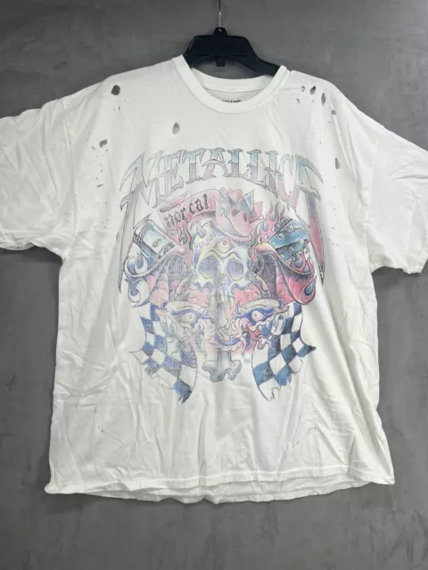 Urban Outfitters Metallica Graphic Tee Size Small Medium Distressed White 3