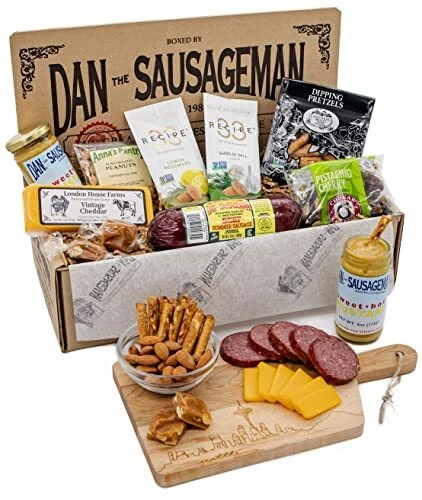 Canasta de regalo Kodiak de Dan the Sausageman con carne de verano salchicha tuerca as...