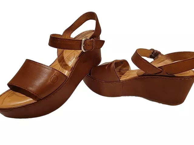 Boc Born Maldives Brown Leather Platform Sandals Women's Size EU38 US 7 2