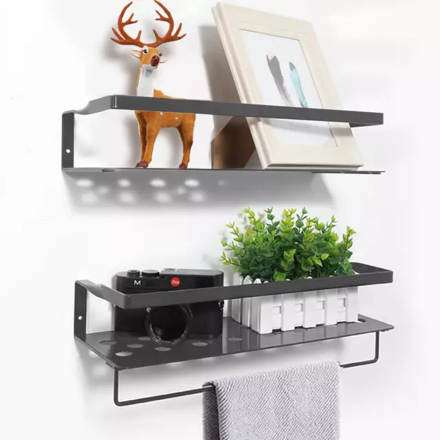 2 Pack Metal Floating Shelves Wall Mounted Rack Display Storage Home Office