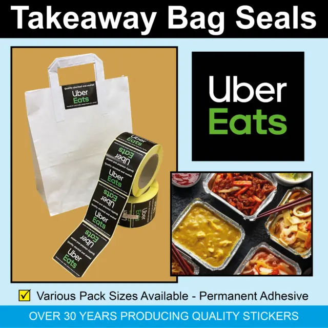 Uber Eats - Takeaway Paper / Plastic Bag Seals Sticky Labels / Stickers