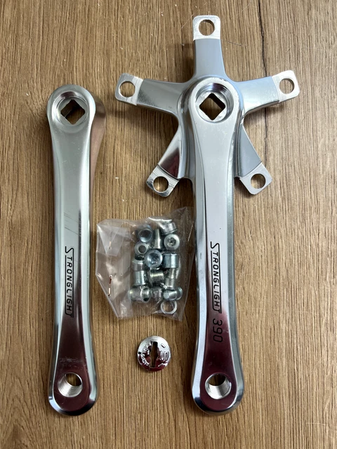 Jeu De Pédalier Vélo Rétro SUAR - Double Plateau 52T/42T 80BCD - Longueur 175 Mm - Argenté - NOS (New Old Stock)