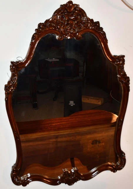 1920 Antique French Louis XV carved Walnut Vanity ladies Desk Mirror & Chair SET 9