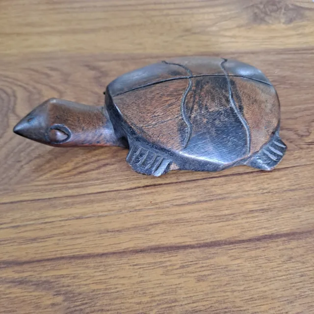 Vintage Hand Carved Wooden Turtle