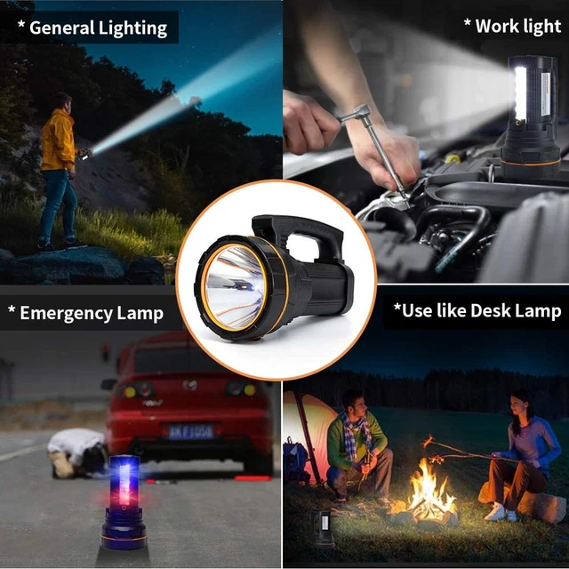 Most Powerful Handheld LED Torch Light Super Bright Rechargeable Large Capacity 7