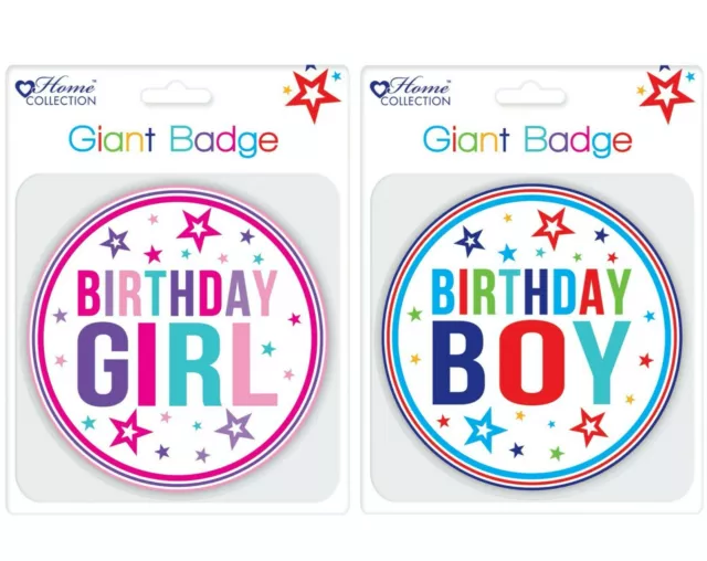 6" Giant Happy Birthday Party Large Badge Blue Pink Boy Girl Male Female