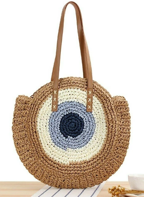 Borsa per donna paglia da mare a spalla borse tracolla media grande intrecciata