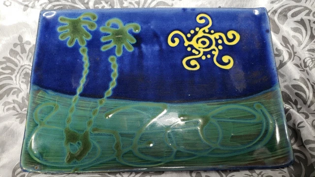 Artisan Ceramic Tray, Dish, Plate Tropical Island Theme