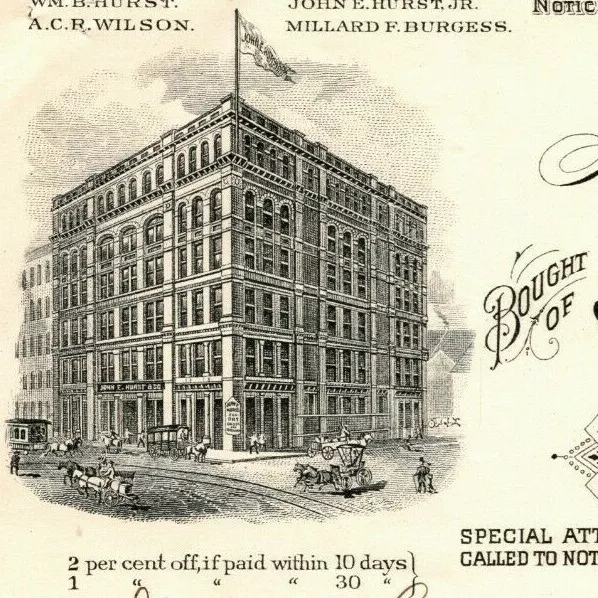 1898 $7.90 Letterhead Billhead John E. Hurst Notions Baltimore Ephraim Baker*