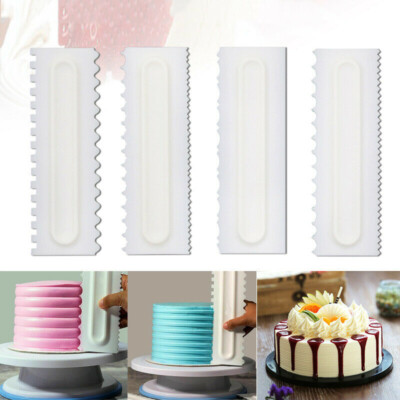BESTONZON 4 PZ Raschietto per Torta Set Smoother Bordo Frill Raschietto Strumento di Cottura Decorazione Set di Strumenti per Cake Enthusiast Principiante Baker Professionale 
