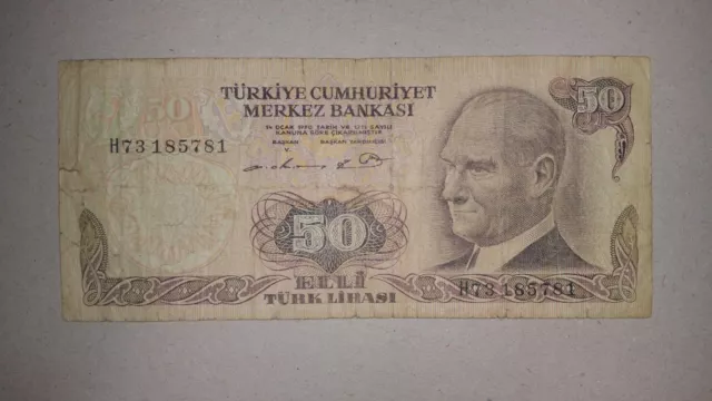 50 turk lira - TURKEY - 1970 - Kemal Ataturk - FREE SHIPPING WORLDWIDE