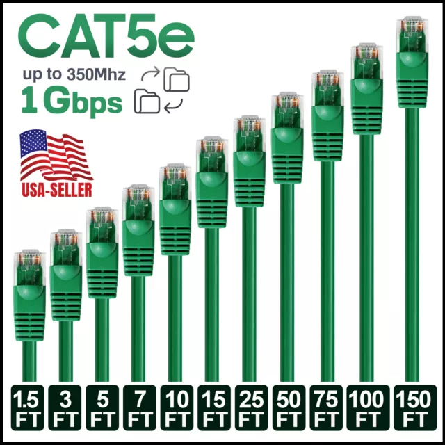 CAT5e Ethernet Cable Lan Modem Network CAT5 RJ45 Internet Green Patch Cord LOT