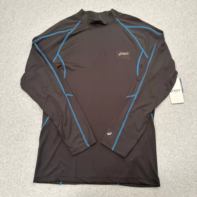Asics Mens Compression Long Sleeve Shirt Black Running Reflective Size XL