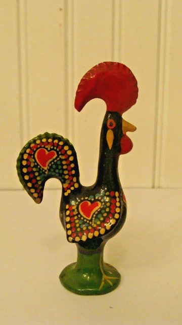 Vintage Clay/Ceramic Hand Painted Colorful Small Rooster Figurine