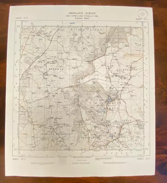 OS Map Sheet ST73 DORSET SOMERSET WILTSHIRE Provisional Ed.  1958 - M228