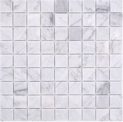 Mosaico de piedra natural mármol blanco carrara mate pared suelo cocina ducha 42-32-2000_b