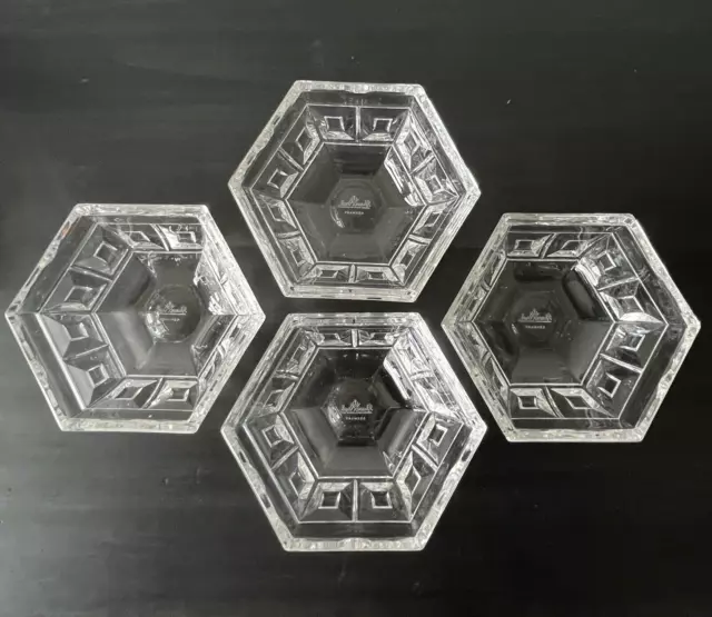 ROSENTHAL Crystal Glass Bowls ~ DOMUS 6 Panel Hexagon Shape Germany 6" Set of 4