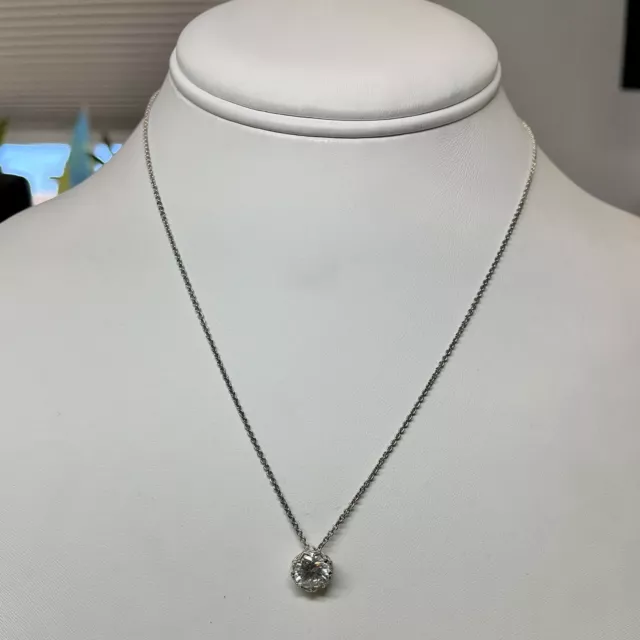 Nadri necklace crystal pendant circle cut silver tone chain