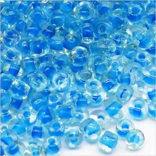 Perles de Rocailles en verre 4mm Transparent Centre Bleu clair, 20g Env. 250pcs