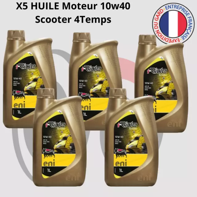 5 Litre Huile 10w40 4 Temps Scooter ENI i-Ride 4T x5 bidon 1 L