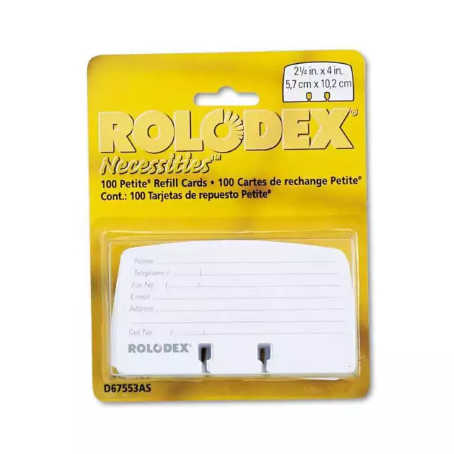 Rolodex Petite Refill Cards, 2 1/4 x 4, 100 Cards/Pack SSIN1-8216235-EBUS