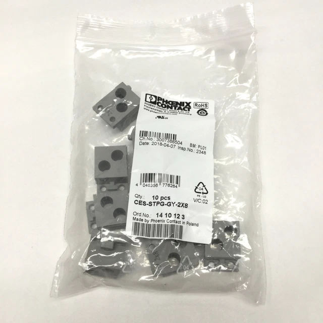 Lot of 10 Phoenix CES-STPG-GY-2X8 Cable Sealing Sleeve, 2-Conductor, Ø7.4-7.7mm