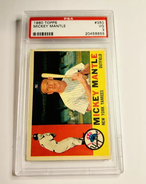1960 Topps #350 Mickey Mantle Yankees Psa 3 Vg 🔥 Great Eye Appeal 1960 Topps #350 Mickey Mantle Yankees Psa 3 Vg 🔥 Great Eye Appeal